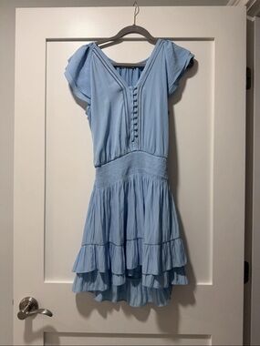 Ramy Brook Powder Blue Tiered Midi Dress